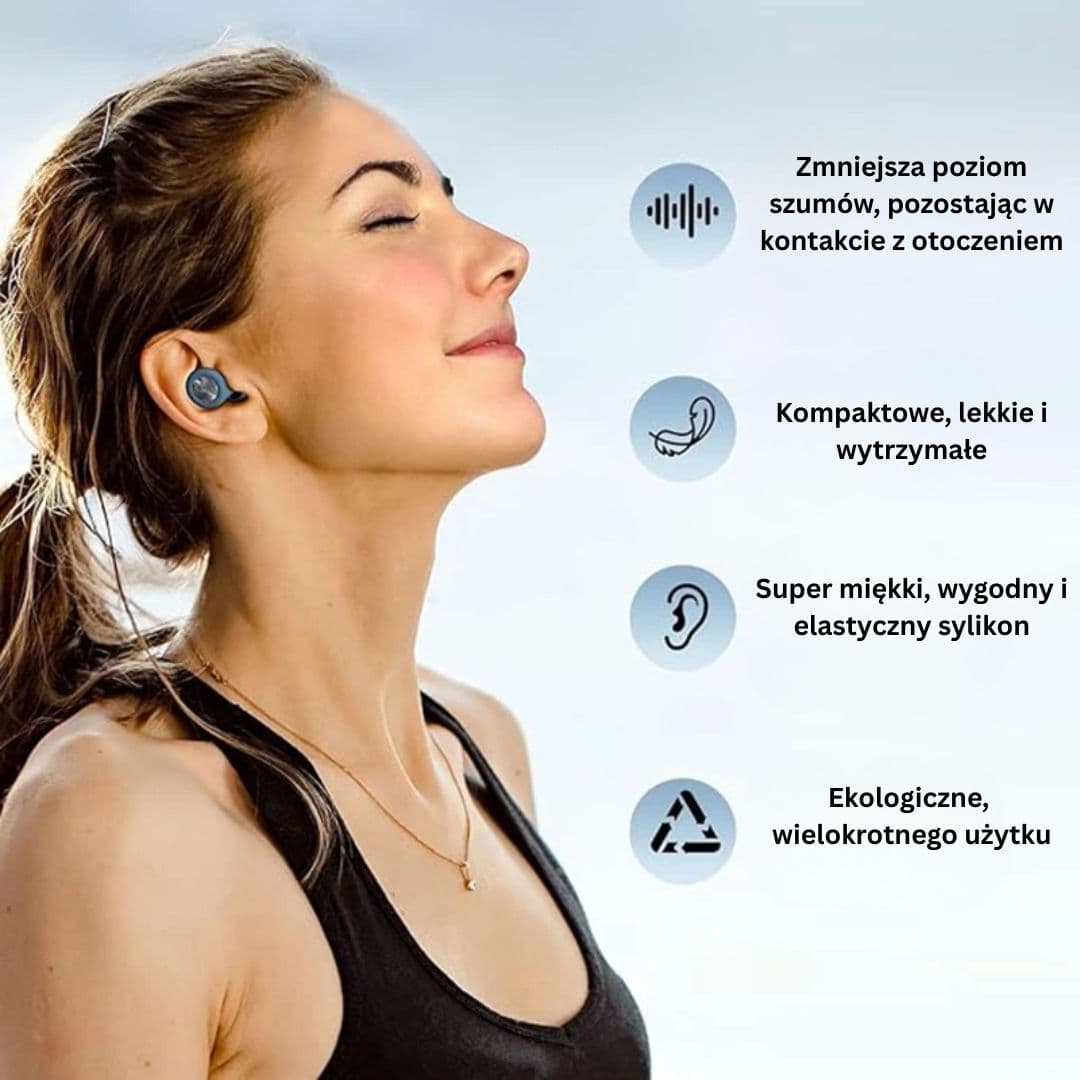 Stopery 25dB, silikonowe, wielokrotnego użytku, idealne do spania na koncerty, podróże i naukę 🎧