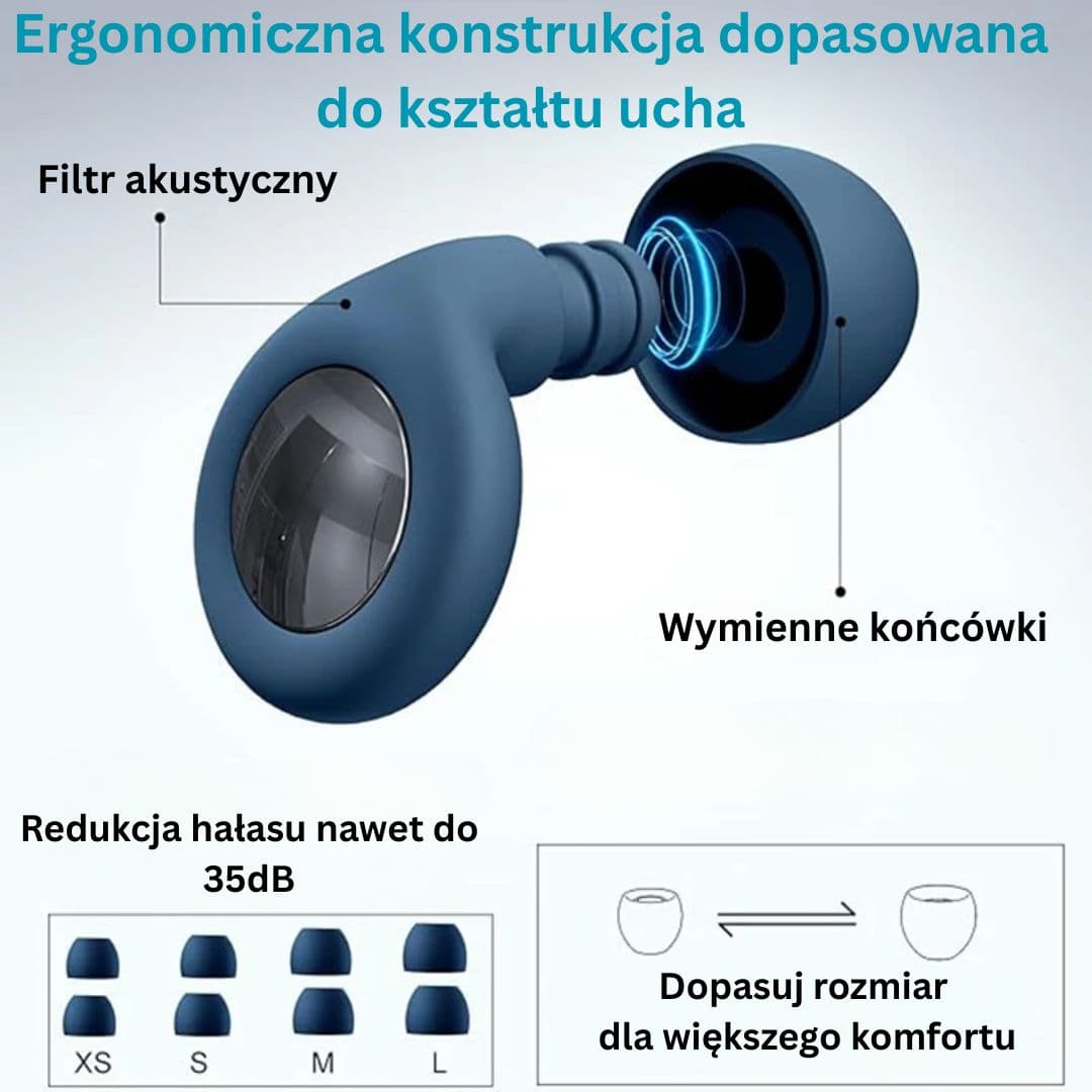 Stopery 25dB, silikonowe, wielokrotnego użytku, idealne do spania na koncerty, podróże i naukę 🎧