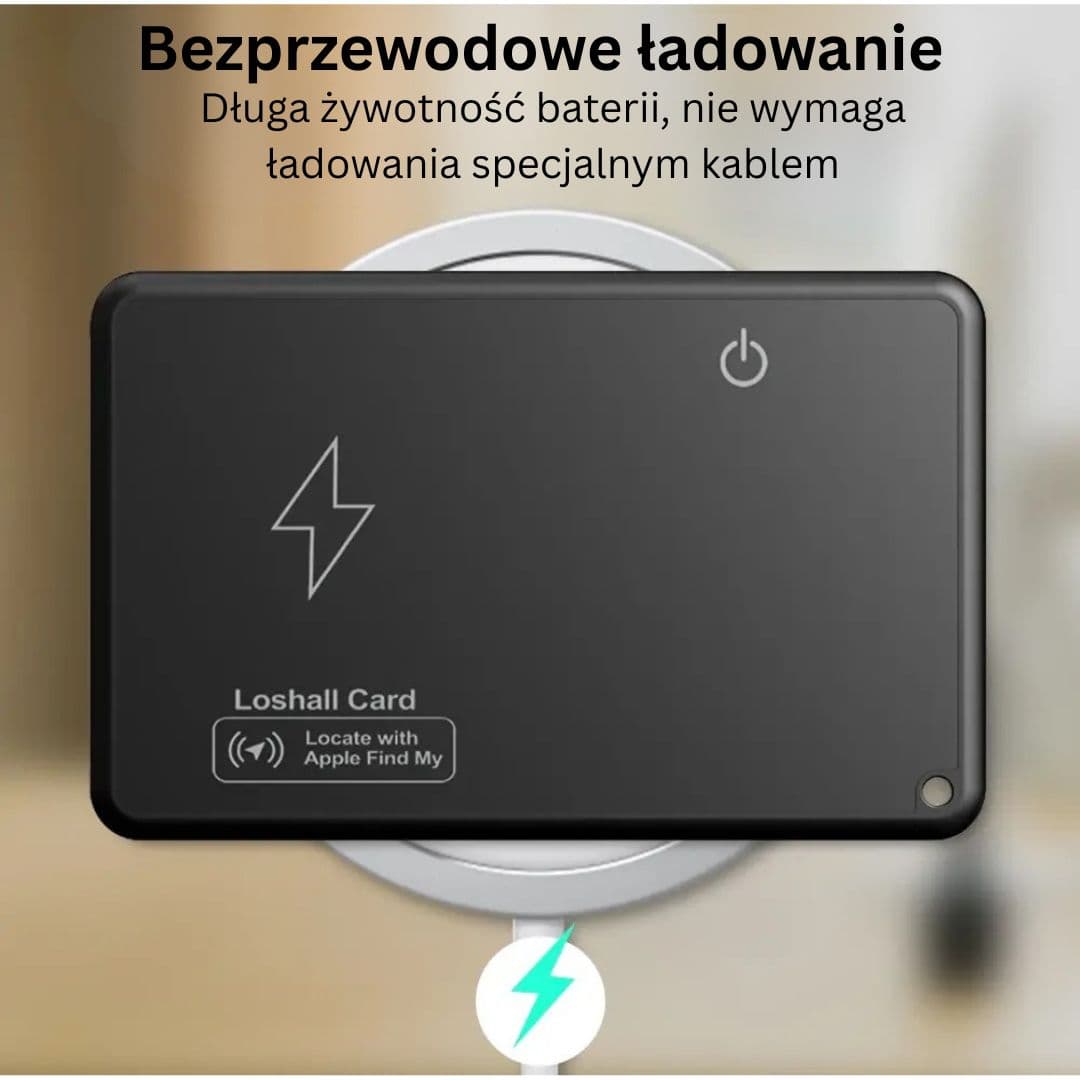 Mini Karta Lokalizacyjna GPS do Portfela z Bezprzewodowym Ładowaniem, Kompatybilna z Apple Find My App 🌍