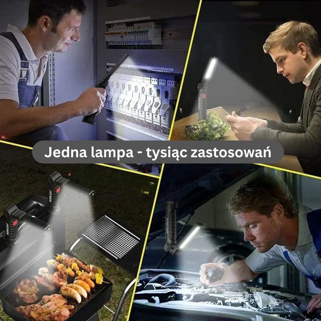 Przenośna, Regulowana Lampa LED z Magnetycznym Hakiem i Powerbankiem 🔦