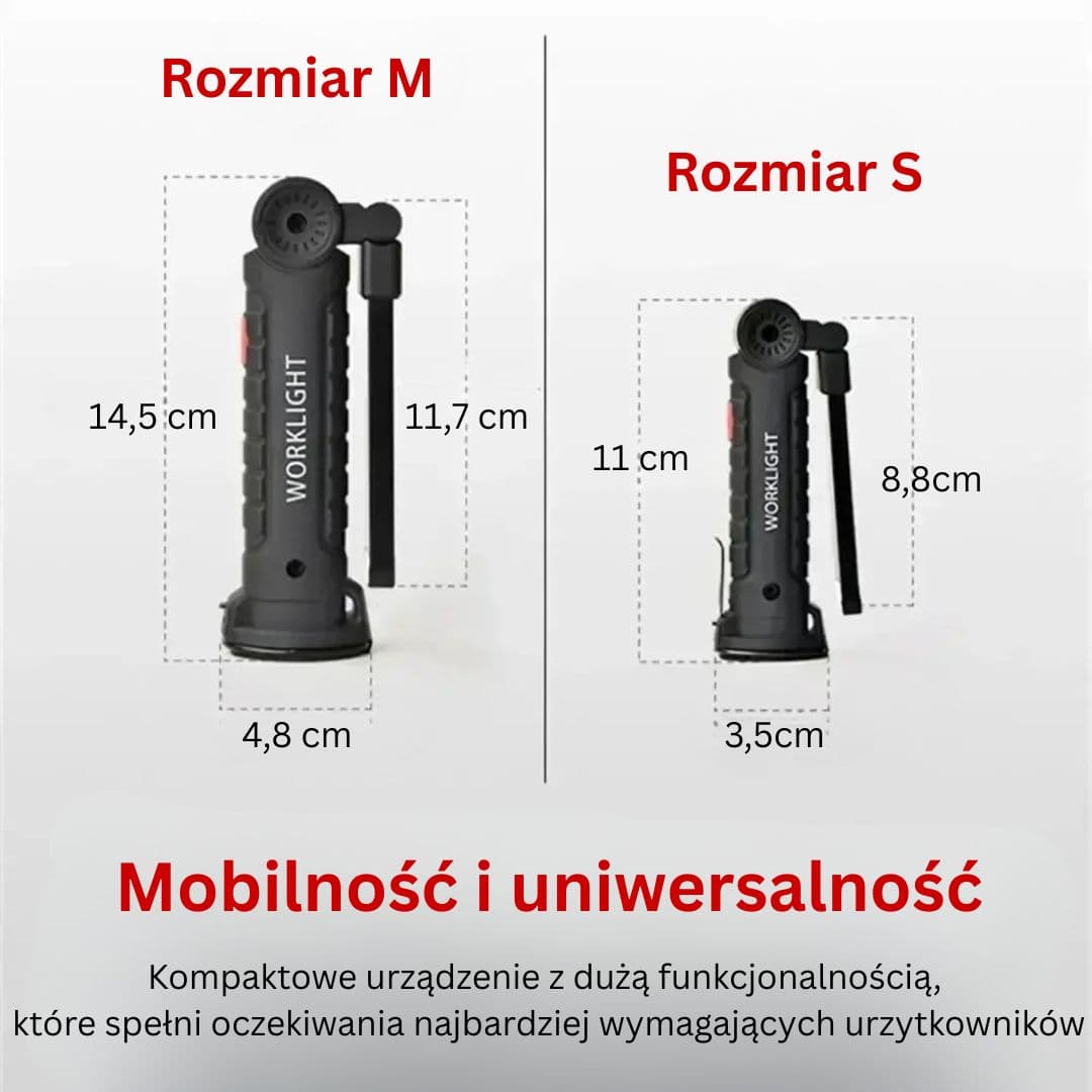 Przenośna, Regulowana Lampa LED z Magnetycznym Hakiem i Powerbankiem 🔦