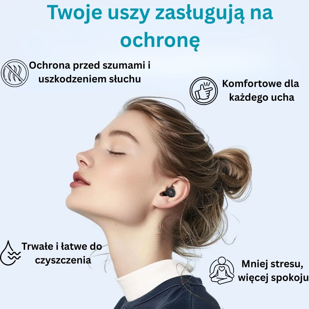 Stopery 25dB, silikonowe, wielokrotnego użytku, idealne do spania na koncerty, podróże i naukę 🎧